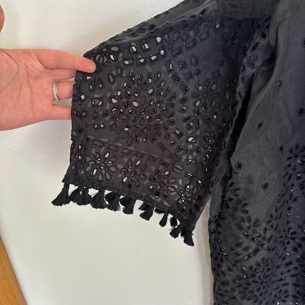 Johnny Was Women’s Hailey Smocked Off the Shoulder Neckline Ramie Blouse Eyelet - Picture 5 of 9